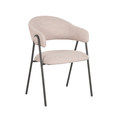 LABEL51 - Eetkamerstoel Lowen 58x60x84 cm - Naturel Boucle | Zwart Metaal
