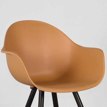 LABEL51 - Eetkamerstoel Luca 58x54x85 cm - Oker PP | Zwart Metaal