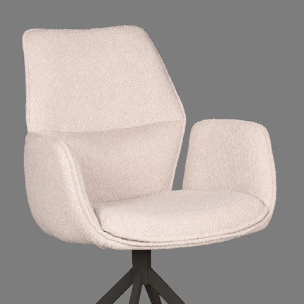 LABEL51 - Eetkamerstoel Mellow 58x63x92 cm - Naturel Boucle | Zwart Metaal