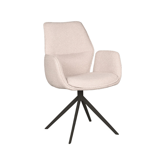 LABEL51 - Eetkamerstoel Mellow 58x63x92 cm - Naturel Boucle | Zwart Metaal