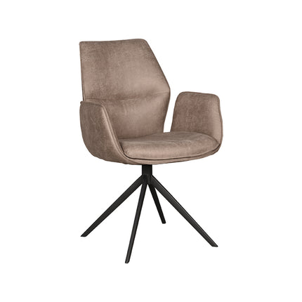 LABEL51 - Eetkamerstoel Mellow 58x63x92 cm - Taupe Micro Suede | Zwart Metaal