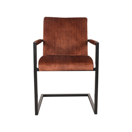 LABEL51 - Eetkamerstoel Milo 55x55x85 cm - Rust Velours | Zwart Metaal