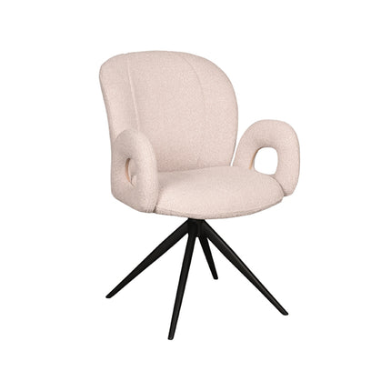 LABEL51 - Eetkamerstoel Neo 59x61x86 cm - Naturel Boucle | Zwart Metaal
