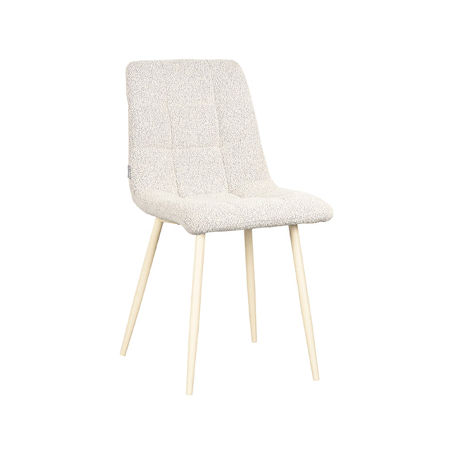 LABEL51 - Eetkamerstoel Nino 54x45x89 cm - Champagne Boucle | Shaded White Metaal