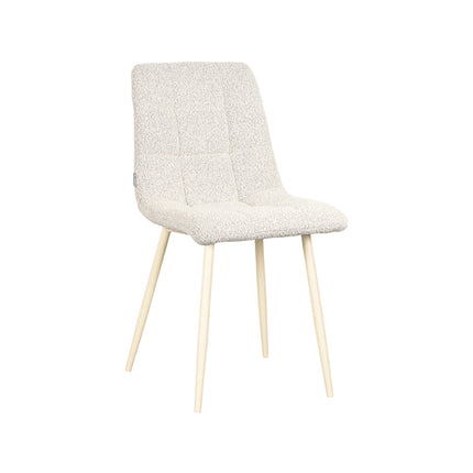 LABEL51 - Eetkamerstoel Nino 54x45x89 cm - Champagne Boucle | Shaded White Metaal