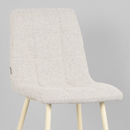 LABEL51 - Eetkamerstoel Nino 54x45x89 cm - Champagne Boucle | Shaded White Metaal