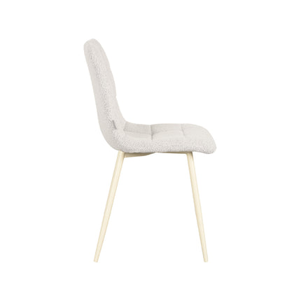LABEL51 - Eetkamerstoel Nino 54x45x89 cm - Champagne Boucle | Shaded White Metaal
