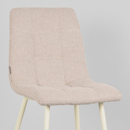 LABEL51 - Eetkamerstoel Nino 54x45x89 cm - Naturel Boucle | Shaded White Metaal