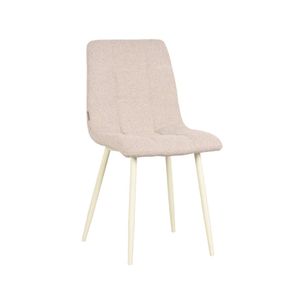 LABEL51 - Eetkamerstoel Nino 54x45x89 cm - Naturel Boucle | Shaded White Metaal