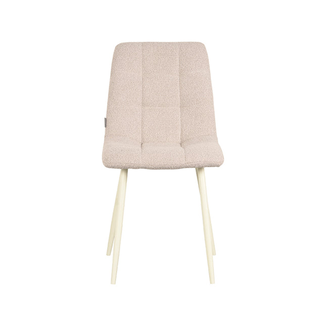LABEL51 - Eetkamerstoel Nino 54x45x89 cm - Naturel Boucle | Shaded White Metaal