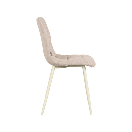 LABEL51 - Eetkamerstoel Nino 54x45x89 cm - Naturel Boucle | Shaded White Metaal