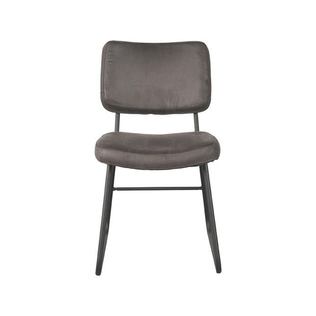 LABEL51 - Eetkamerstoel Noah 47x61x85 cm - Antraciet Micro Suede | Zwart Metaal