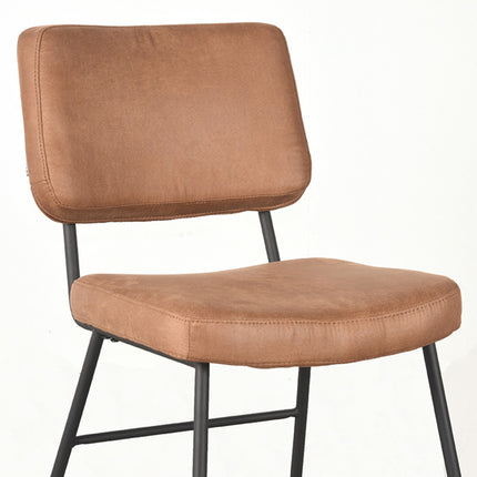 LABEL51 - Eetkamerstoel Noah 47x61x85 cm - Cognac Micro Suede | Zwart Metaal