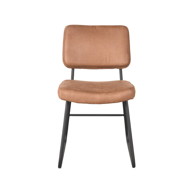 LABEL51 - Eetkamerstoel Noah 47x61x85 cm - Cognac Micro Suede | Zwart Metaal
