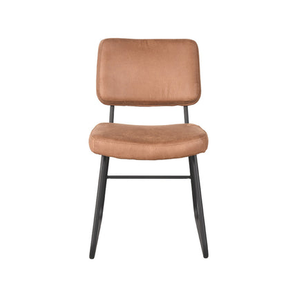 LABEL51 - Eetkamerstoel Noah 47x61x85 cm - Cognac Micro Suede | Zwart Metaal