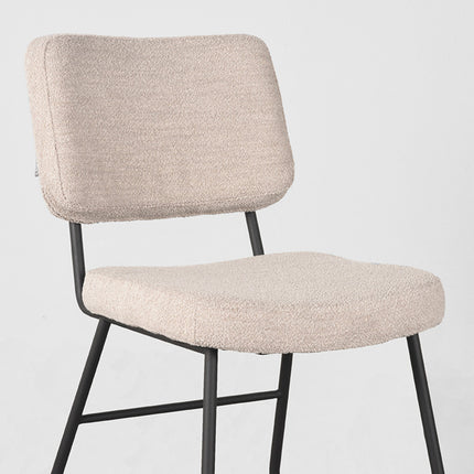 LABEL51 - Eetkamerstoel Noah 47x61x85 cm - Naturel Boucle | Zwart Metaal