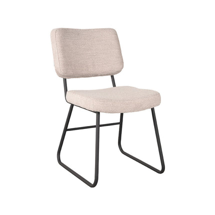 LABEL51 - Eetkamerstoel Noah 47x61x85 cm - Naturel Boucle | Zwart Metaal