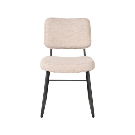 LABEL51 - Eetkamerstoel Noah 47x61x85 cm - Naturel Boucle | Zwart Metaal
