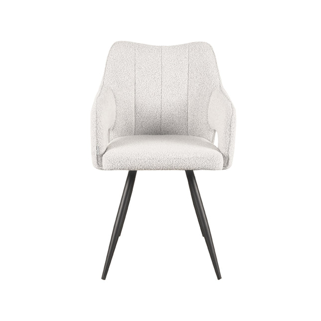 LABEL51 - Eetkamerstoel Noud 55x60x87 cm - Champagne Boucle | Zwart Metaal