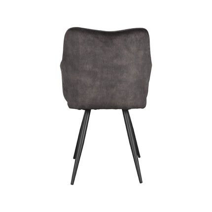 LABEL51 - Eetkamerstoel Noud 55x60x87 cm - Antraciet Velours | Zwart Metaal