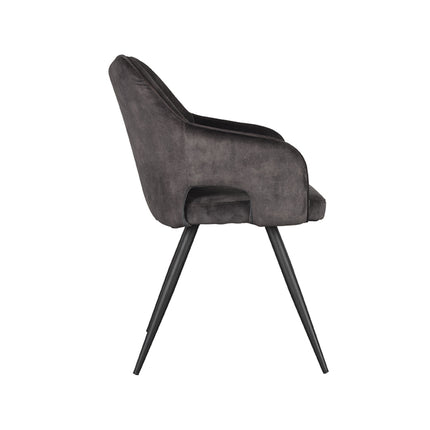 LABEL51 - Eetkamerstoel Noud 55x60x87 cm - Antraciet Velours | Zwart Metaal