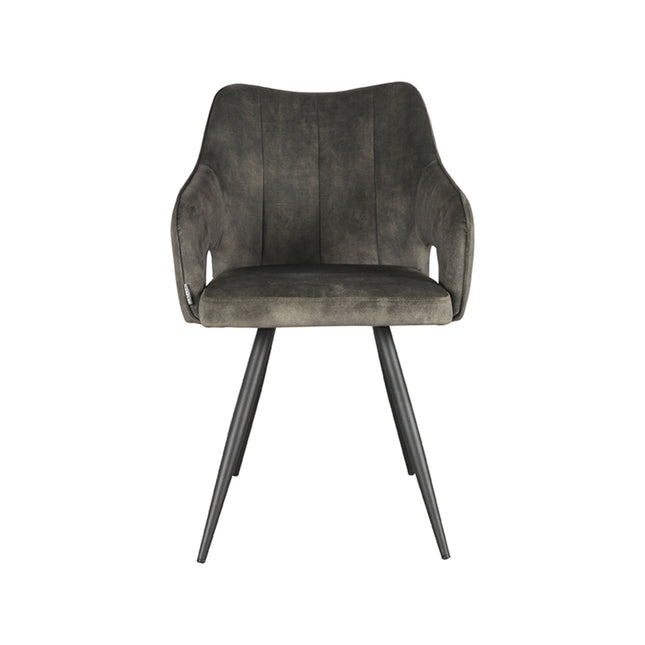 LABEL51 - Eetkamerstoel Noud 55x60x87 cm - Hunter Velours | Zwart Metaal