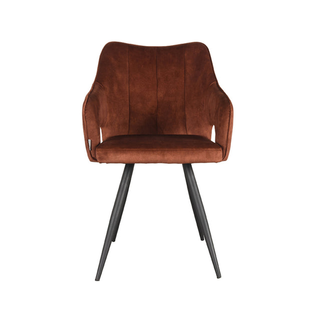 LABEL51 - Eetkamerstoel Noud 55x60x87 cm - Rust Velours | Zwart Metaal