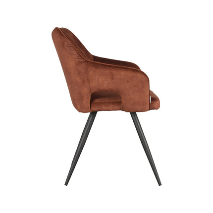 LABEL51 - Eetkamerstoel Noud 55x60x87 cm - Rust Velours | Zwart Metaal