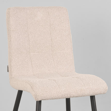 LABEL51 - Eetkamerstoel Sam 44x57x86 cm - Naturel Boucle | Zwart Metaal