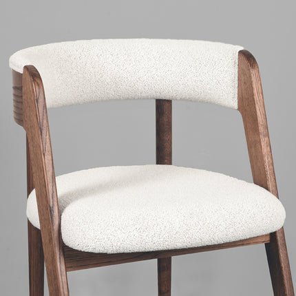 LABEL51 - Eetkamerstoel Sasha 54x82x75 cm - Ecru Boucle | Walnoot Eiken