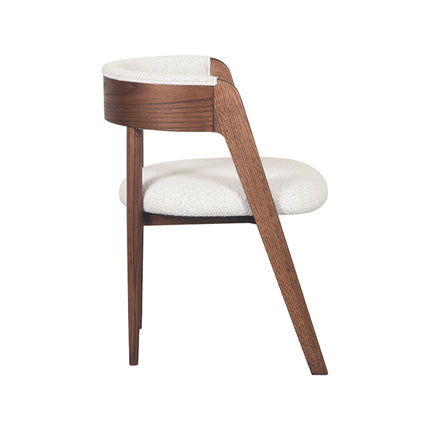 LABEL51 - Eetkamerstoel Sasha 54x82x75 cm - Ecru Boucle | Walnoot Eiken