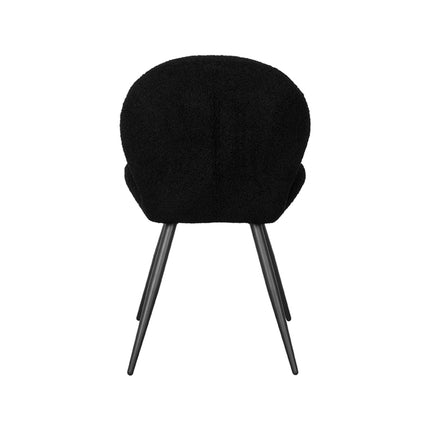 LABEL51 - Eetkamerstoel Sky 51x64x87 cm - Zwart Teddy | Zwart Metaal