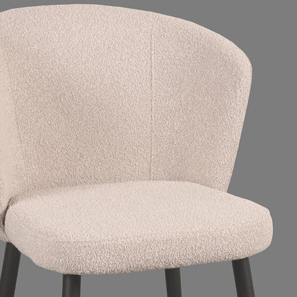 LABEL51 - Eetkamerstoel Wave 58x60x85 cm - Naturel Boucle | Zwart Metaal