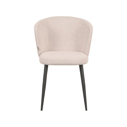LABEL51 - Eetkamerstoel Wave 58x60x85 cm - Naturel Boucle | Zwart Metaal