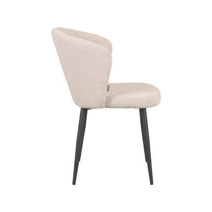 LABEL51 - Eetkamerstoel Wave 58x60x85 cm - Naturel Boucle | Zwart Metaal