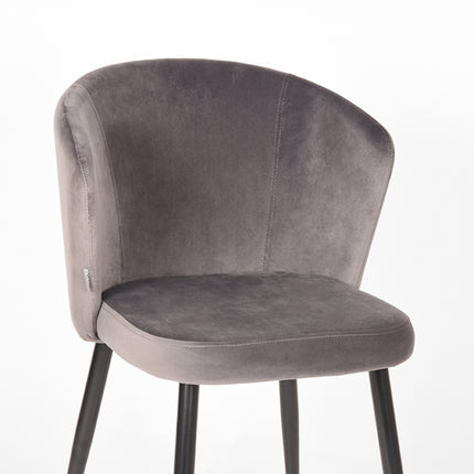 LABEL51 - Eetkamerstoel Wave 58x60x85 cm - Grijs Fluweel | Zwart Metaal