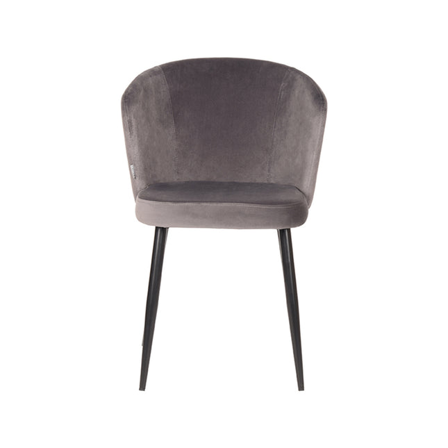 LABEL51 - Eetkamerstoel Wave 58x60x85 cm - Grijs Fluweel | Zwart Metaal