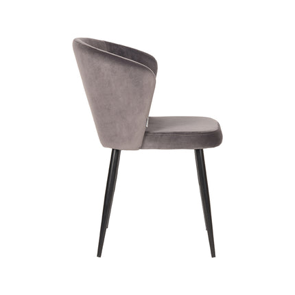LABEL51 - Eetkamerstoel Wave 58x60x85 cm - Grijs Fluweel | Zwart Metaal