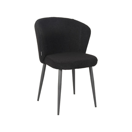 LABEL51 - Eetkamerstoel Whirl 58x60x85 cm - Zwart Teddy | Zwart Metaal