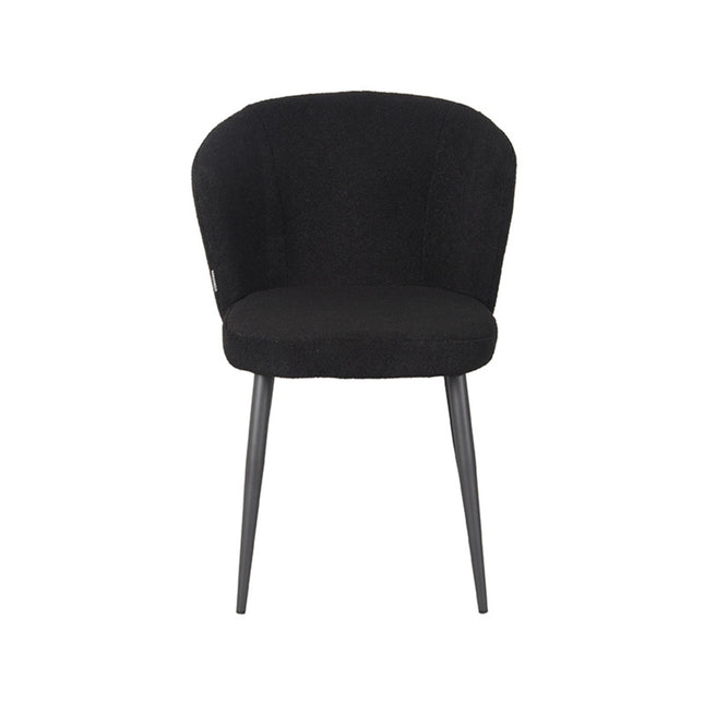 LABEL51 - Eetkamerstoel Whirl 58x60x85 cm - Zwart Teddy | Zwart Metaal