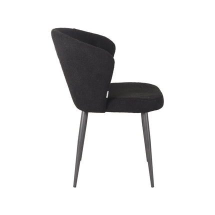 LABEL51 - Eetkamerstoel Whirl 58x60x85 cm - Zwart Teddy | Zwart Metaal