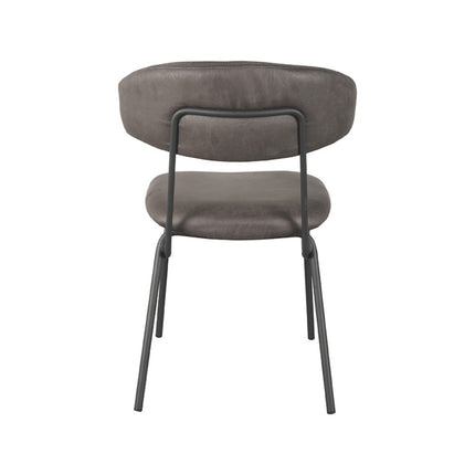 LABEL51 - Eetkamerstoel Zack 53x59x79 cm - Antraciet Micro Suede | Zwart Metaal
