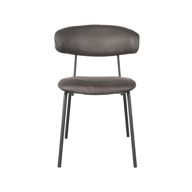 LABEL51 - Eetkamerstoel Zack 53x59x79 cm - Antraciet Micro Suede | Zwart Metaal
