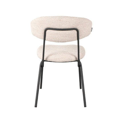 LABEL51 - Eetkamerstoel Zack 53x59x79 cm - Naturel Boucle | Zwart Metaal