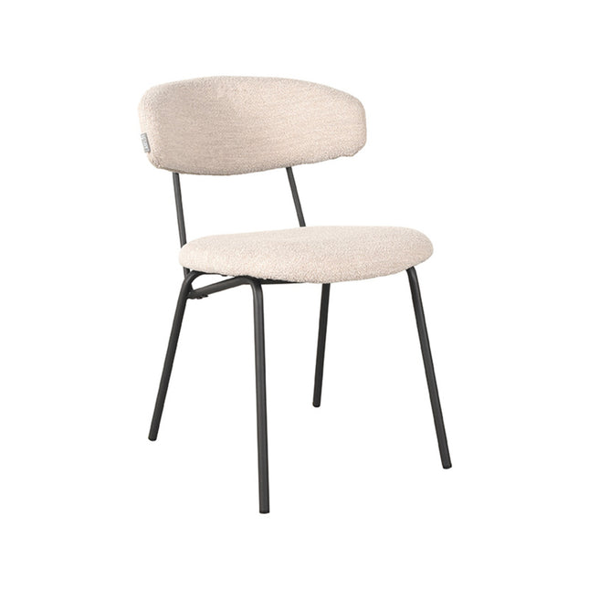 LABEL51 - Eetkamerstoel Zack 53x59x79 cm - Naturel Boucle | Zwart Metaal