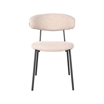 LABEL51 - Eetkamerstoel Zack 53x59x79 cm - Naturel Boucle | Zwart Metaal