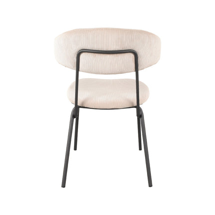 LABEL51 - Eetkamerstoel Zack 53x59x79 cm - Naturel Ribcord | Zwart Metaal