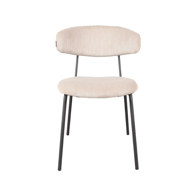 LABEL51 - Eetkamerstoel Zack 53x59x79 cm - Naturel Ribcord | Zwart Metaal