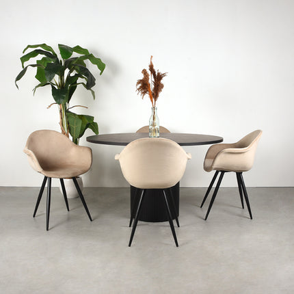 LABEL51 - Eettafel Oliva 130x130x75 cm - Zwart Eiken