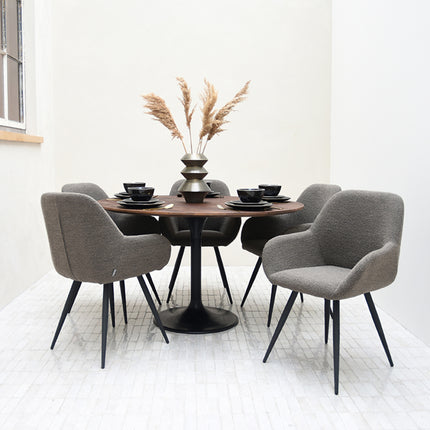 LABEL51 - Eettafel Otto 130x130x75 cm - Espresso Mangohout | Zwart Metaal